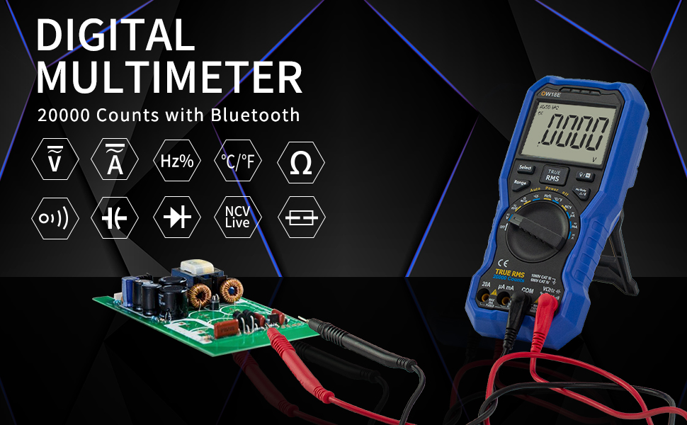 OWON OW18E Bluetooth Digital Multimeter, 20000 Counts True Rms
