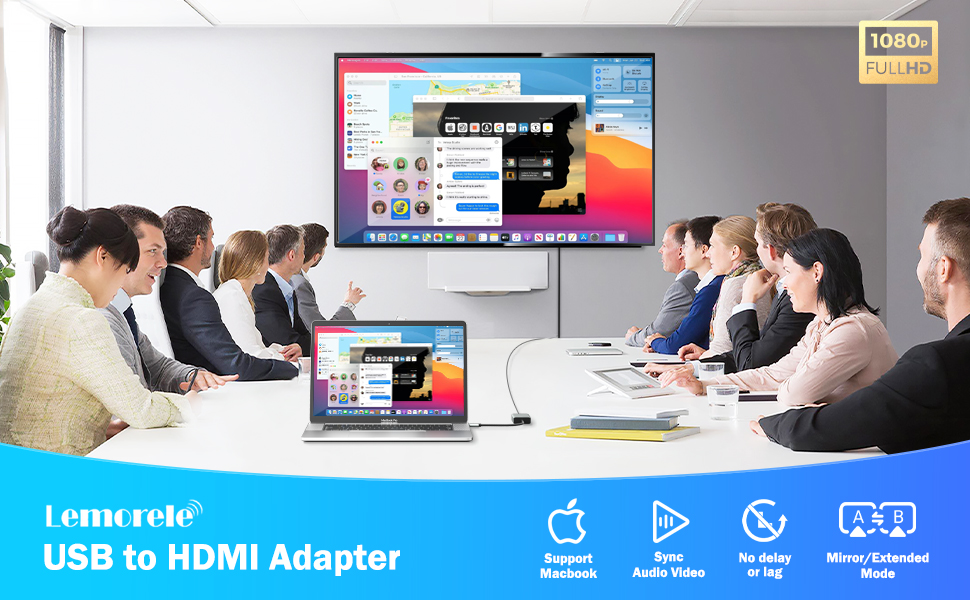 Lemorele USB to HDMI Adapter for MacBook Air/Pro/Mini