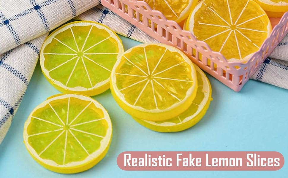 12Pcs Fake Lemon Slices Artificial Fruit Party Decorations Fake Lemon Fruit