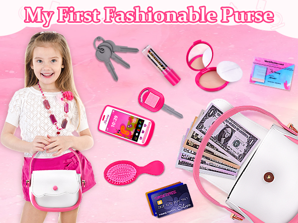 Amazon.com: GJZZ Play Purse for Little Girls Toys - Toddler Purse Set  Pretend Play Makeup Toys for 3 4 5 6 7 Year Old Girls, Kids Toy Purse  Birthday Gifts for Ages