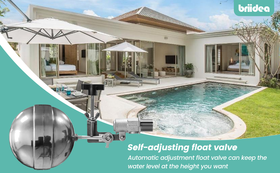 Pool Auto Fill Float Valve, Briidea Adjustable Screw Float