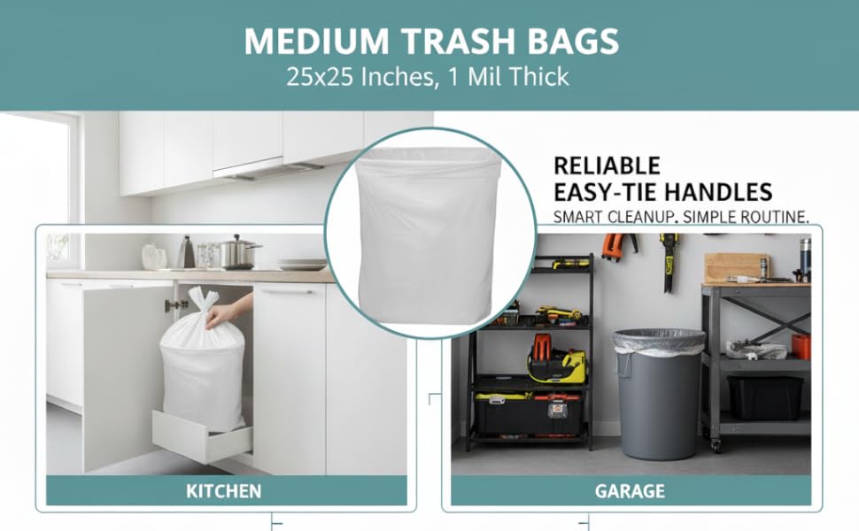 Small Trash Bags – 16x14 Inches, 1 Mil Thick