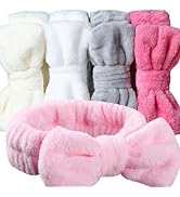 Teenitor 5 Pack Spa Headband for Washing Face, Girls Makeup Headband, Bow Tie Hair Band, Microfib...