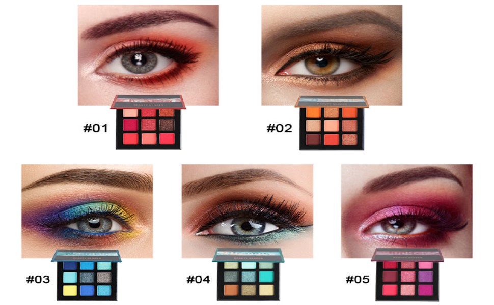 9 Farben Shine Diamond Lidschatten Make-up Pigmente Wasserdicht Shimmer Glitter Palette