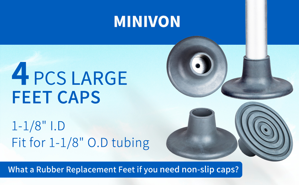 4 PCS Replacement Feet Caps for Bedside Commode Seat, 11/8" I.D Rubber Feet Pads