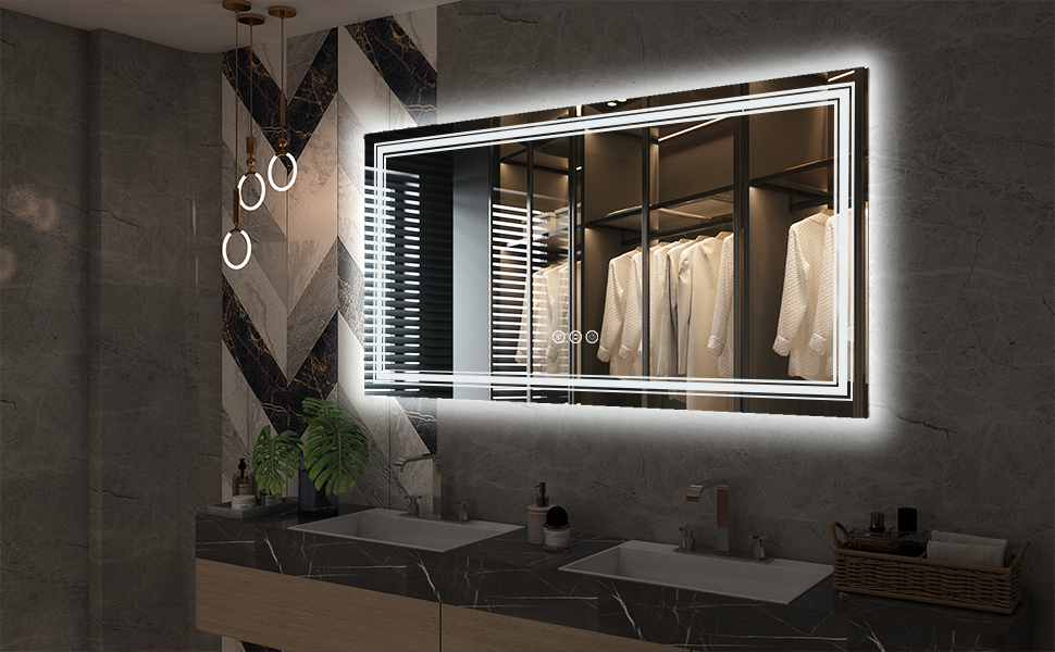 GOLOMO 72x36 Large LED Mirror for Wall, Lighted Bathroom