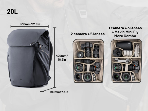 その他 PGYTECH OneGo BackPack PGYTECH OneGo Air Backpack (20L, Obsidian Black) P-CB-060 B&H