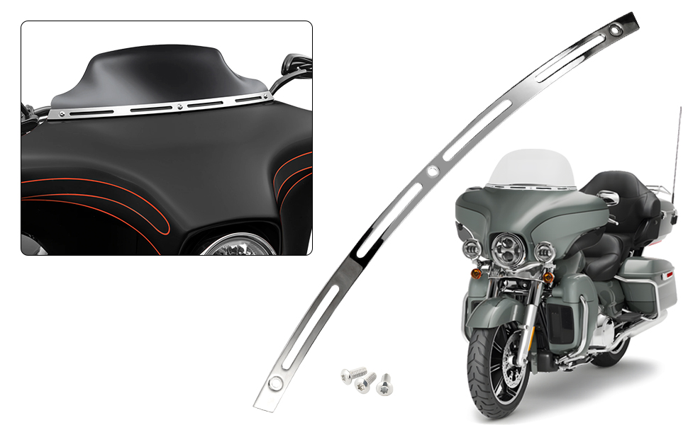ANONEMOTO Slotted Windshield Trim Chrome Polished Stainless Windshield Trim