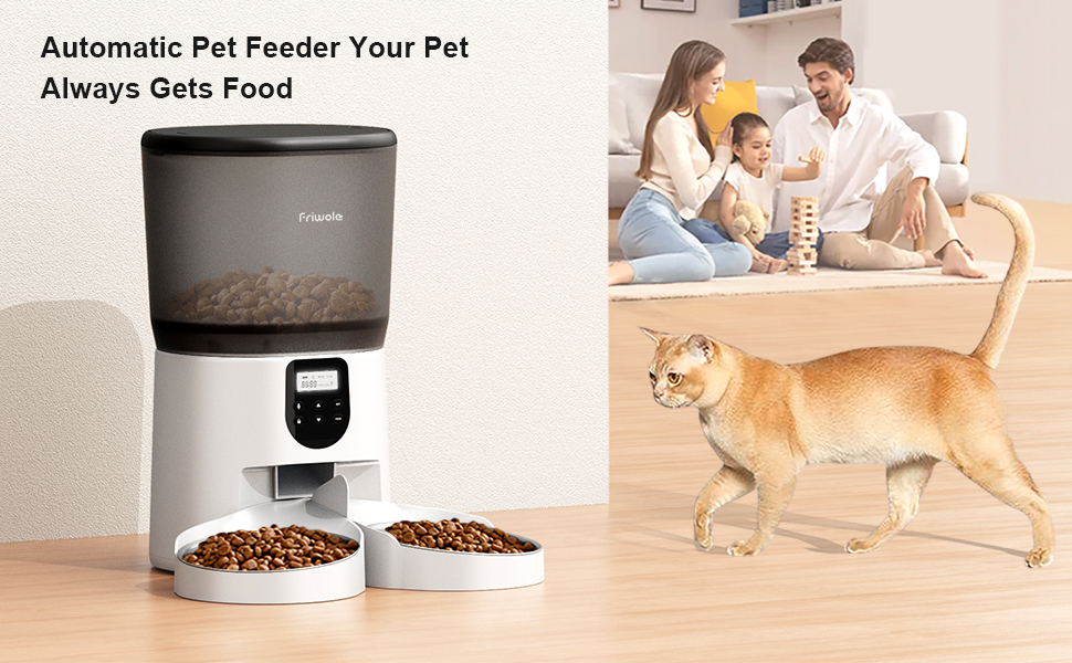 Automatic Cat Feeders for Two Cats, FRIWOLE 6L Automatic