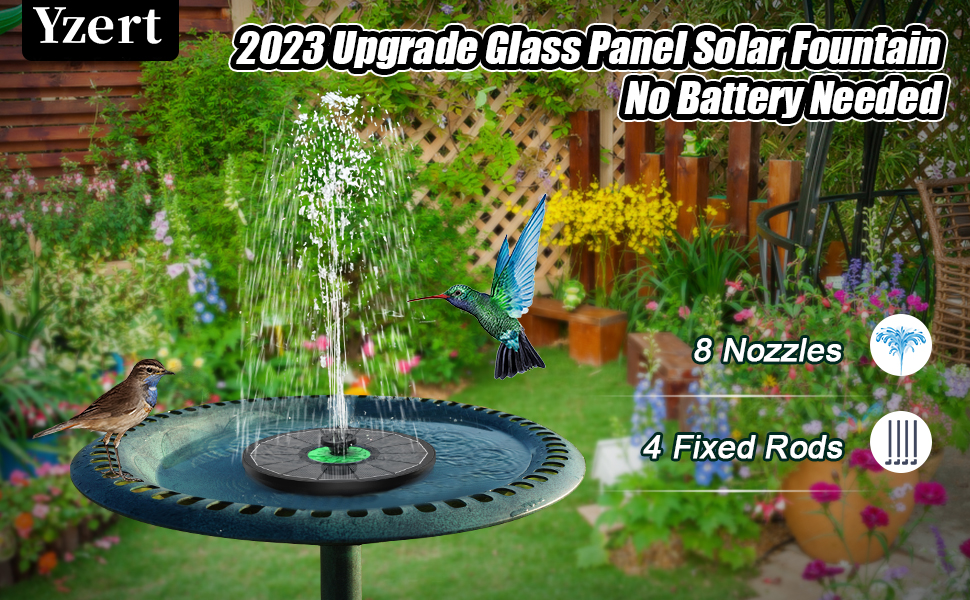 Yzert Solar Fountain Full Glass Panel No Battery Needed, 3.5W Solar