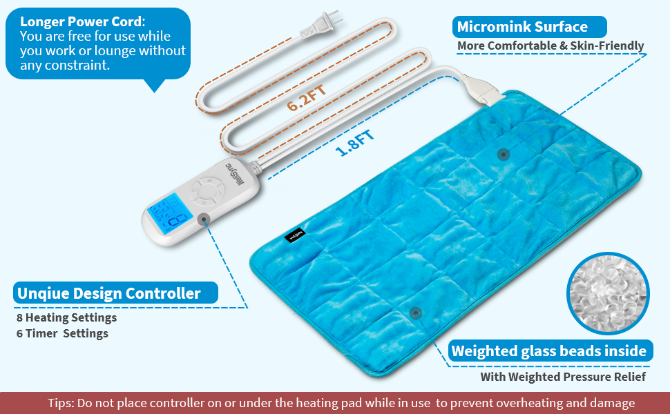Heating Pad, WellSync Weighted Heating Pad for Back, Neck
