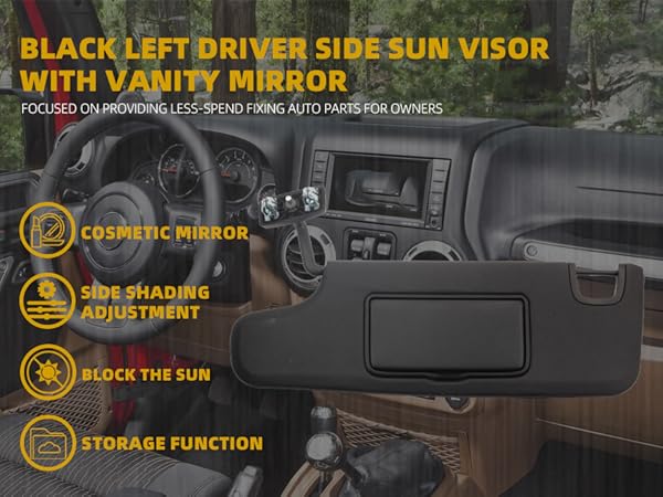 Amazon.com: Dasbecan Black Left Driver Side Sun Visor
