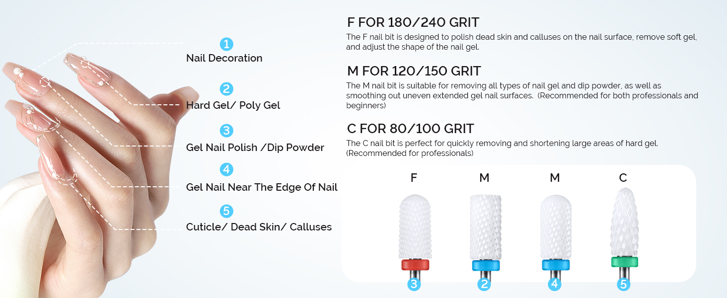 Ceramic Nail Drill Bits Set 4pcs
