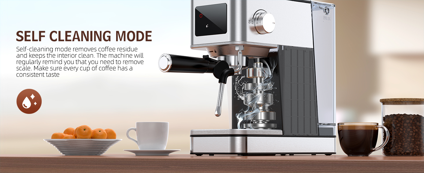 Espresso Machine comes with self-cleaning