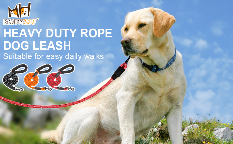 BEAUTYZOO Heavy Duty Rope Dog Leash 3 Pack, 1/2"*6FT Nylon