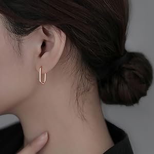 square hoop earrings U hoop earrings for women girls U huggie earrings hoop minimalist earrings