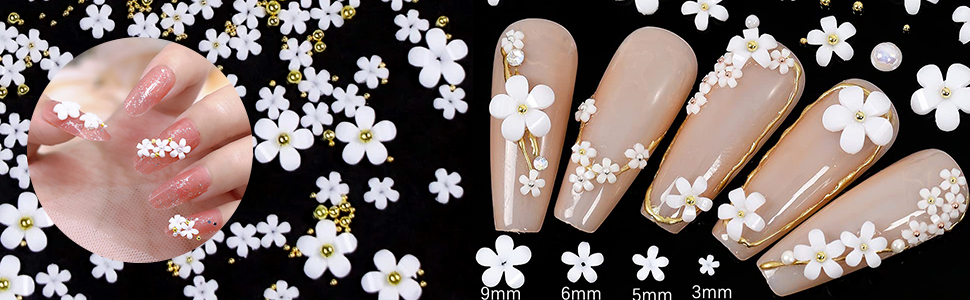 white flower nail decals