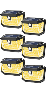 188LED Solar Motion Security Lights 6 PK-Black