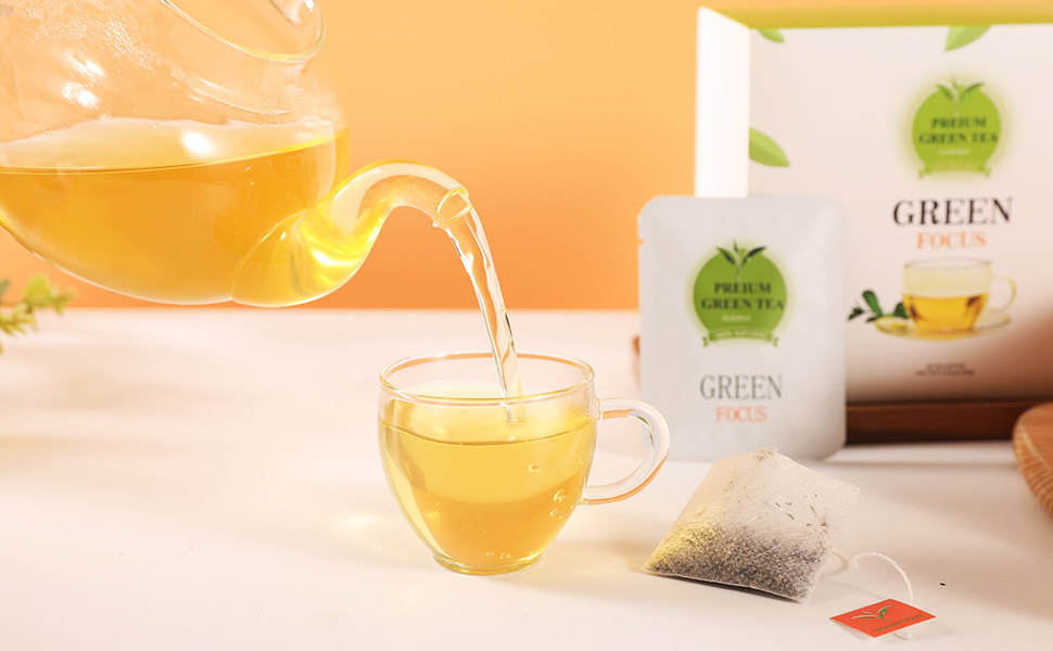 Greenfocus Green Tea Bags 50 Count Individually Wrapped, Chinese Mountain Tea