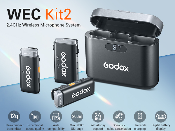 GODOX WEC Kit2 Wireless Lavalier Microphone with Noise