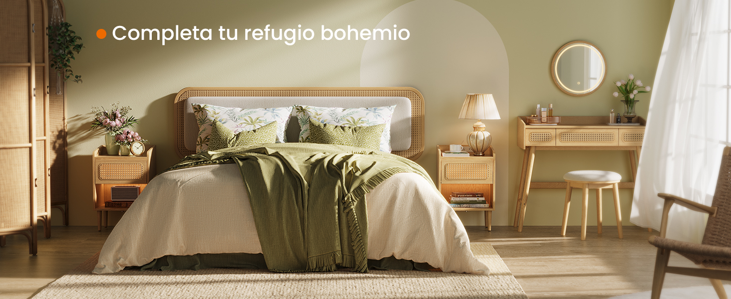 HOME BOHOVEN toaletni stolić s ogledalom i svjetlom, hrast bež boje | SONGMICS