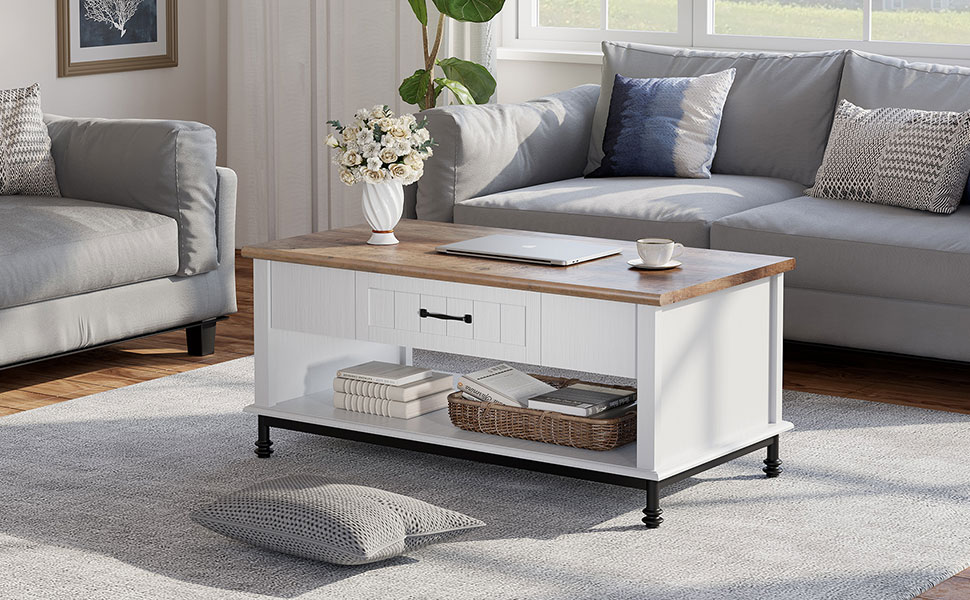 WAMPAT Premium Farmhouse Coffee Table Set of 3 for Living