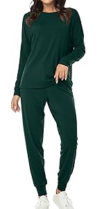 DouBCQ Womens Two Piece Outfit Pullover Tops and Long Pants Sweatsuit Jogger Set