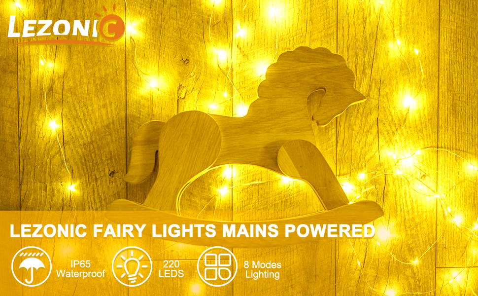 Lezonic Fairy Lights Plug in, 25M 220LED Copper Wire Fairy Lights, Low