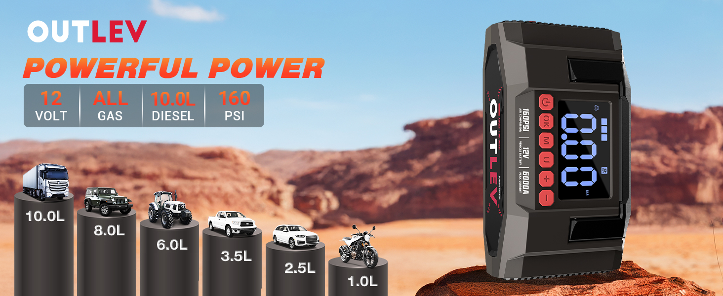 6000A car battery jump starter