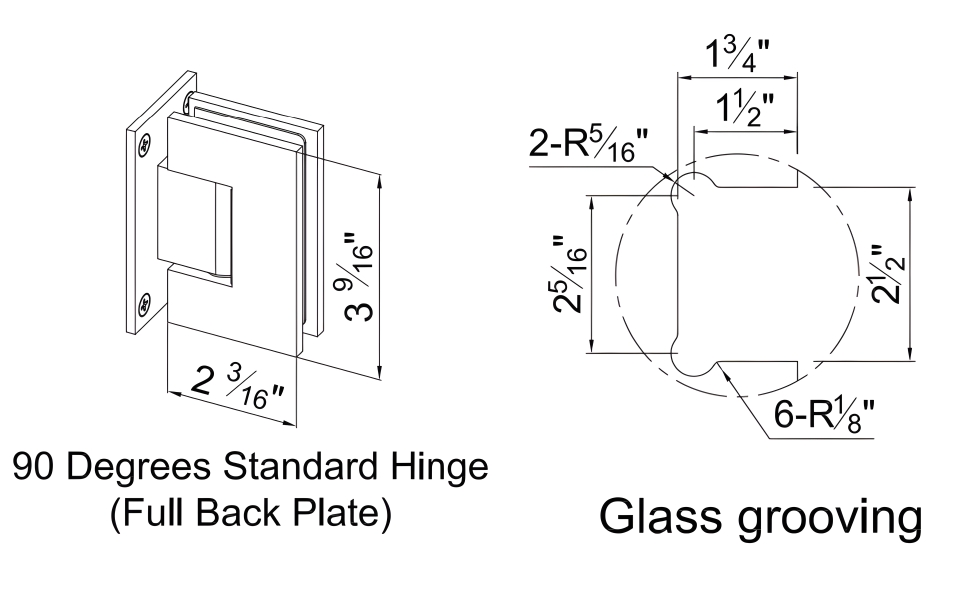 shower door hinges glass grooving