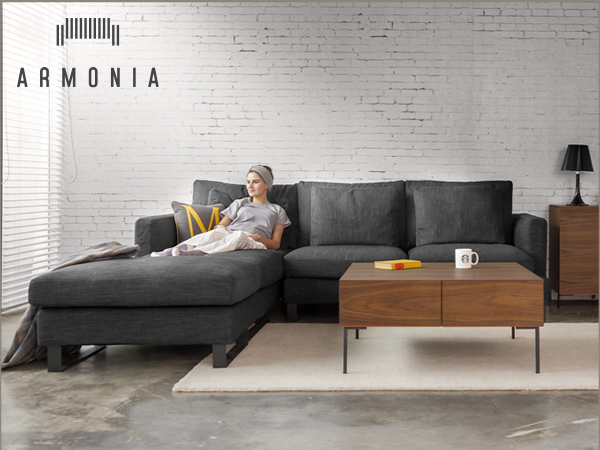 AROMONIA ダークグレー カウチソファ Amazon｜アルモニア (Armonia) ソファー カウチソファ 4人掛け