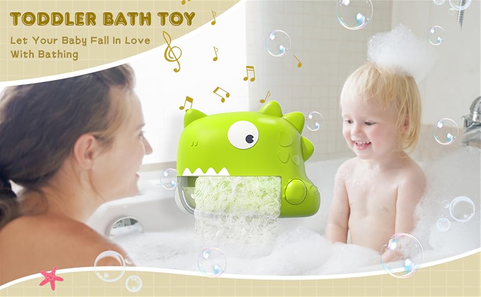 Andanna Baby Bath Toys for Kids Age 1-3, Dinosaur Automatic Bath Bubble Machine,Bathtub Bubble Maker with Music,Bathtime Shower Bathtub Toys for Toddlers,Birthday Gift for Boys Girls Age 1-5,Kids Pool 21 3