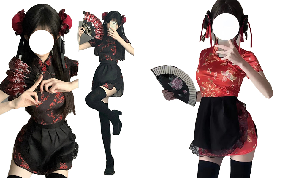 Amazon.co.jp: [CAWILXHA] メイド服 チャイナドレス セクシー