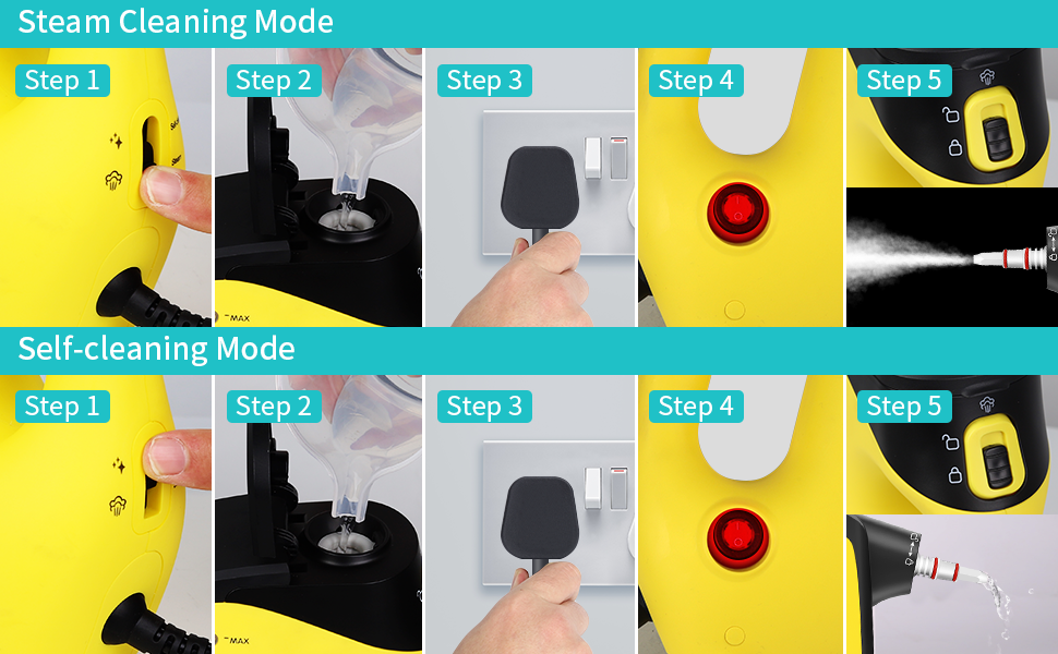 Handheld Steam Cleaner, Steamer for Cleaning with Steam Lock Button for