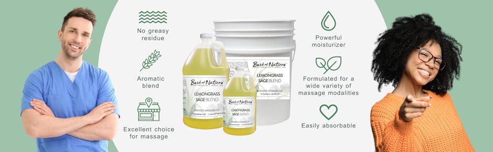 Best of Nature lemongrass oil massage carrier natural skin moisturizer hydration soothing relax sage