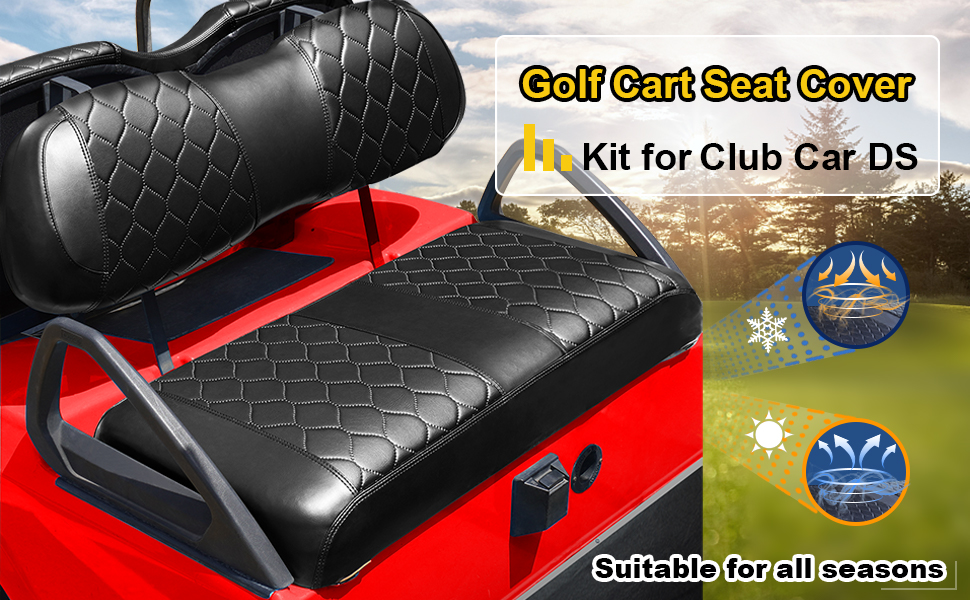 Fancatti Golf Cart Seat Cover Kit for Club Car DS OEM Ordinary Front Cushion, No