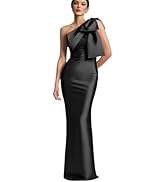 TORYEMY One Shoulder Satin Bridesmaid Dresses Mermaid Long Prom Dress with Bow Mother of The Brid...