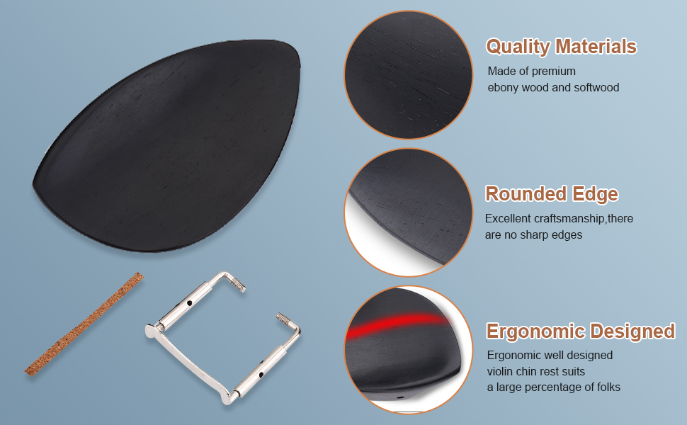 Violin Chin Rest with Metal Bracket and Softwood Strip for