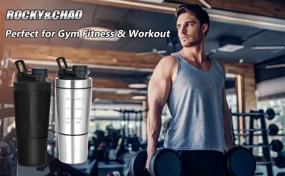 ROCKY&CHAO Protein Shaker Bottle with MixBall and Filter 700ML Shaker