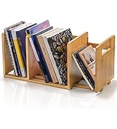 ZOOFOX Bamboo Desktop Bookshelf, Expandable Desktop Organizer, Small Display Shelf Book Rack for ...