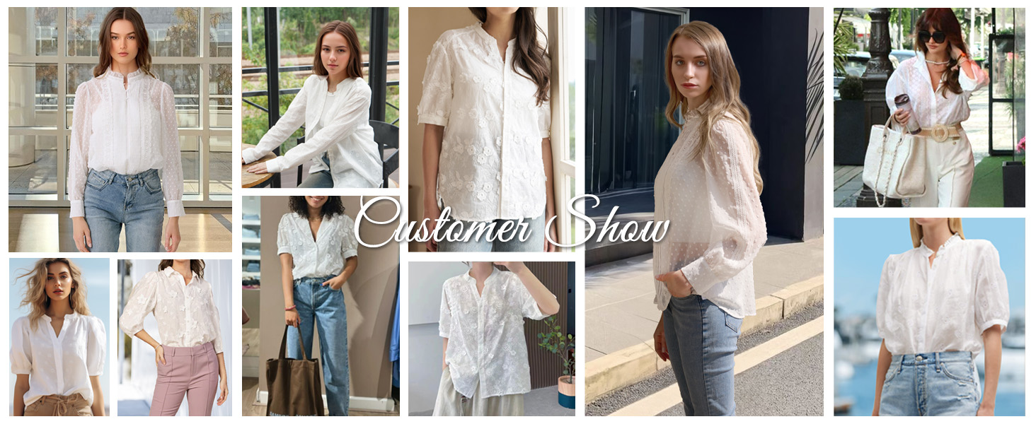 white chiffon ruffle blouse women Victorian dressy casual mock neck vintage pom summer 2024