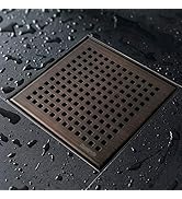 Neodrain 6 in Square Shower Drain with Oil Rubbed Bronze Removable Quadrato Pattern Grate, PVC Sh...