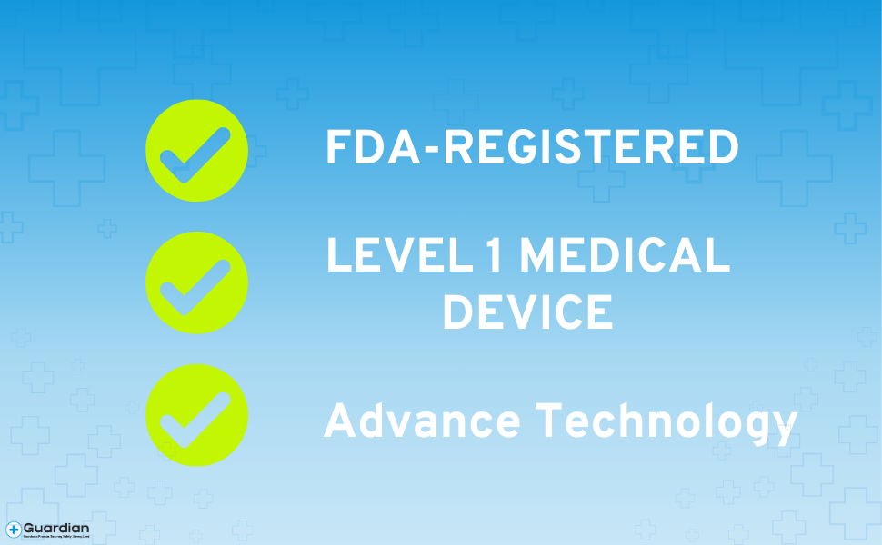 3 checks with a green glow, and 3 facts about the product.