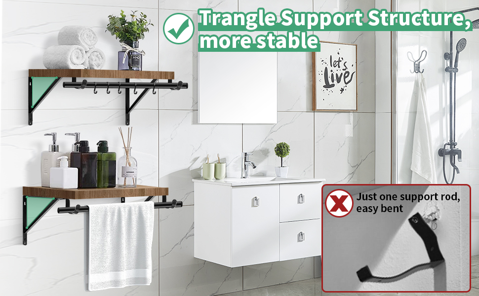 Closet Rod Bracket, Heavy Duty 3 Pack Closet Shelf Brackets Wall Mount Closet