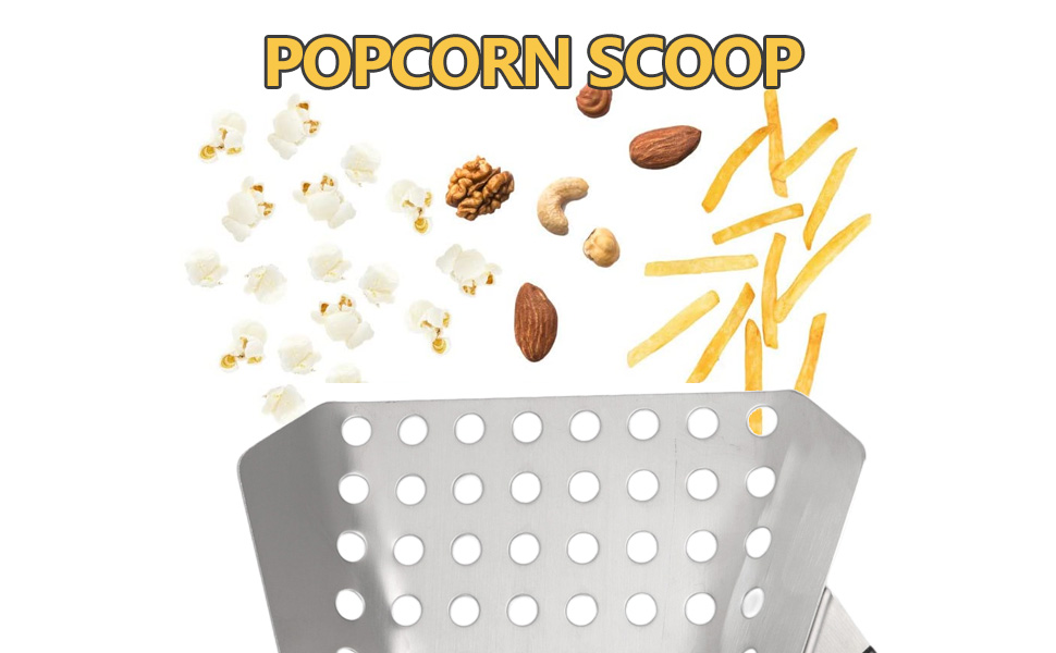 Heayzoki Stainless Steel Popcorn Scoop, Kernel Sifting