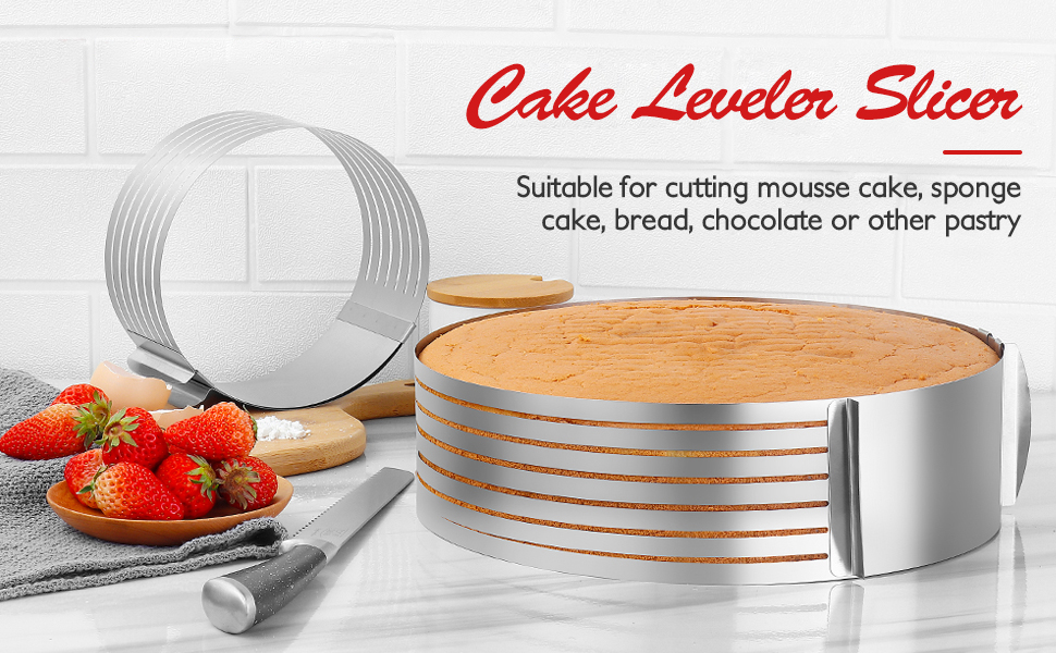 Oranlife Cake Leveler Slicer, Adjustable Round Cake Rings, Cake cutter