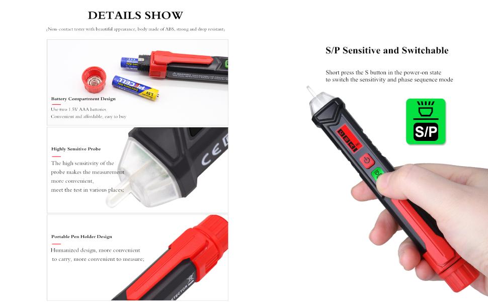 Non Voltage Tester Dual Range Circuit Tester Pen with LED Flashlight