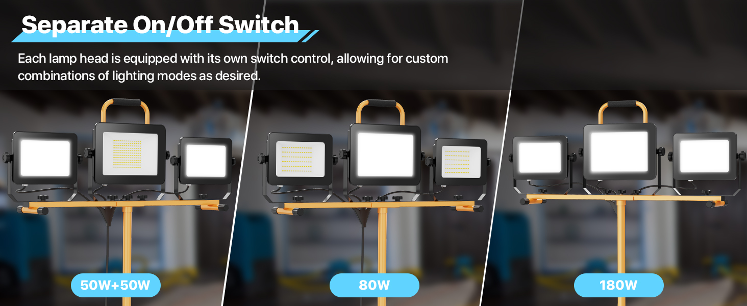 Diagram showing the individual on/off switches for each of the three LED lamp ក្បាល។