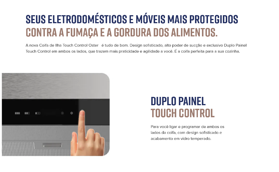 Coifa de Ilha Oster Inox Touch Control, 90cm