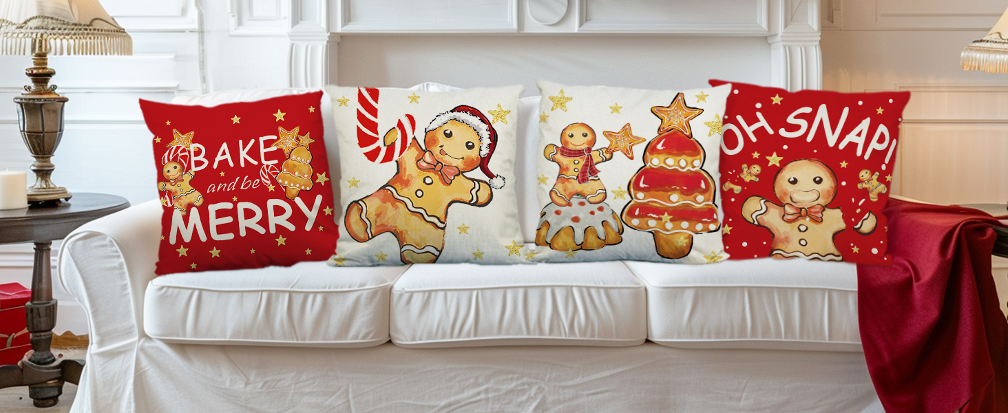 QIONG MENG Christmas Pillow Covers 18x18 Inch Set of 2